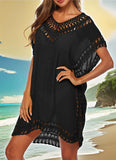 Plus Size Beachwear for Women Summer Outwear Knitted V Neck Bikinis Cover Up Yellow Tunic Pareo Swimsuit Coverd Large Dress XXL