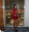 Women Sexy Red 3D Flowers Dress Sets Y2K Fishbone Bandage Adjustable Tube Top Flower Mini Skirt Suit High Street Women Outfits