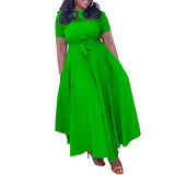 Elegant Party Dresses for Woman 2024 Round Neck Short Sleeve Sashes Ankle Length Fashion Female Birthday Party Dinner Vestidos