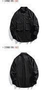 Men Oversize Loose Casual Long Sleeve Outdoor Cargo Shirts Cityboy Streetwear Fashion Plus Size Washed Cotton Shirt Blouse