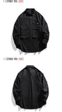 Men Oversize Loose Casual Long Sleeve Outdoor Cargo Shirts Cityboy Streetwear Fashion Plus Size Washed Cotton Shirt Blouse