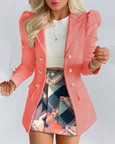 Sets for Women 2 Pieces 2024 Spring Plaid Print Notched Neck Long Sleeve Blazer & Elegant High Waist Mini Skirt Set Office Lady