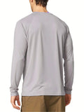 Plus Size Men's Solid T-shirt Fashion Casual Long Sleeve Tees UV Sun Protection Tops For Outdoor/workout Men's Clothing