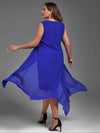 Plus Size Dress for Women Elegant Mesh Irregular Slim Long Dress 2023 Summer Casual Sleeveless Evening Party Dress 2XL 3XL 4XL