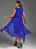 Plus Size Dress for Women Elegant Mesh Irregular Slim Long Dress 2023 Summer Casual Sleeveless Evening Party Dress 2XL 3XL 4XL