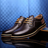 Mens Shoes Hand Sewn Cowhide Leather Shoes Men's Casual Loafers Plus Size 38-48