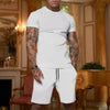 Men's T-shirt and shorts set, short-sleeved T-shirt and shorts set, two-piece set, beach sportswear