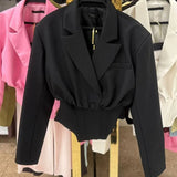 European and American women's clothing 2025 autumn new fashion short style small suit jacket irregular vest two-piece set