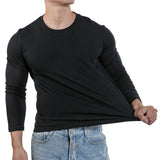 Plus Size T Shirt For Men Long Sleeve Cotton Casual Tops Black White Crew Round Neck T-shirt Man Tshirts Clothing M-3XL