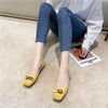 Women Flats Pu Leather Yellow Flat Shoes Solid Color Soft Sole Slip on 2025 Summer Female Fashion Shoes Square Toe Ballet Shoes