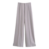 Women's Suit 2025 Spring New Women's Clothing Fashion Long Sleeve O-neck Pleated Top Double-Sided Fabric Office Top Casual Pants