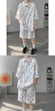 Plus Size Men's Shorts Sets Outfits 2 Piece Summer Tracksuit Short Sleeve Polo Shirt with Shorts Set Casual Sport Suit M-XXXXXL