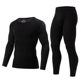 2-piece plus size men's fall/winter thermal underwear set fashion simple sleeve striped long-sleeved trousers casual pajamas set