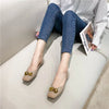 Women Flats Pu Leather Yellow Flat Shoes Solid Color Soft Sole Slip on 2025 Summer Female Fashion Shoes Square Toe Ballet Shoes