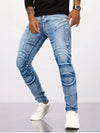 2025 Jeans Men's Small Straight Leg Denim Design Pants New Slim Fit Small Hole Long Pants High Street Classic High Quality Mens