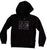 Harajuku Men Zip Hoodie Sweatshirt Black Hooded Jacket with Front Logo Pockets Trendy Hip Hop Embroidered Sweatshirt Streetwear