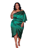 Plus Size Women Clothing One Shoulder Wedding Dress Big Lady Elegant Satin Short Dress Dresses 5xl Wholesale Bulk Dropshipping