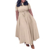 Elegant Party Dresses for Woman 2024 Round Neck Short Sleeve Sashes Ankle Length Fashion Female Birthday Party Dinner Vestidos