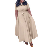 Elegant Party Dresses for Woman 2024 Round Neck Short Sleeve Sashes Ankle Length Fashion Female Birthday Party Dinner Vestidos