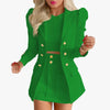 Sets for Women 2 Pieces 2024 Spring Plaid Print Notched Neck Long Sleeve Blazer & Elegant High Waist Mini Skirt Set Office Lady
