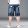 Plus Size Summer Men's Hip-hop Ripped Denim Shorts Fashion Streetwear Harajuku Rock Loose Straight Knee Length Short Jeans