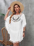 Swim Vacation Plus Size Sexy Loose Beach Dress Bikini Cover Up Swimsuit Hollow Out Casual Beachside Cover-Up Dress Beachwear