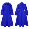 Elegant Dresses for Women Bow Collar Full Sleeve High Waisted Pleated Mid Calf Luxury Birthday Party Dinner Vestidos Mujer Dress