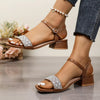 Summer Women Sandals New Elegant Square Heel Rhinestone Women Shoes Plus Big Fashion Comfortable High Heels Sandals