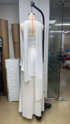 Mozision Elegant Strapless Sexy Maxi Dress For Women Gown With Scarf Off-shoulder Sleeveless Backless Split Beach Long Dress