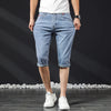 Mens Short Jeans Summer New Bermuda Casual Stretch Blue Knee Length Cropped Pants Slim Male Denim Shorts