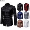 2025 New Men Fashion Medieval Floral Black Dress Shirts Stylish Long Sleeve Steampunk Shirt Men Party Club Bar Social Shirt Male