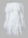 Plus Size Dress Women Party Sweet Off Shoulder New Fall Clothes Hollow Out Long Sleeve Mini Dresses Wholesale Dropshipping 2025