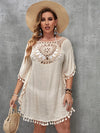 Swim Vacation Plus Size Sexy Loose Beach Dress Bikini Cover Up Swimsuit Hollow Out Casual Beachside Cover-Up Dress Beachwear
