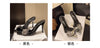 Designer Summer Pointed Toe High Heel Crystal Slippers for Women Fashion Slip-On Sexy Stripper Thin Heel Dress Slides