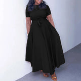 Elegant Party Dresses for Woman 2024 Round Neck Short Sleeve Sashes Ankle Length Fashion Female Birthday Party Dinner Vestidos