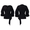 Fashion Blouse for Women 2024 Slash Neck Full Sleeve Sashes Solid Elegant African Ladies Luxury Designer Fashion Shirts Tops
