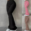 Women's Clothing Autumn and Winter Casual Simple Fashion Slim Ribbed Leggings Solid Color High Waist Trousers for Women