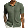 Men's Casual Tops Summer Cool Knitted Men's Shirt Short Sleeve Lapel Solid Color Hollow Breathable Men's Clothing