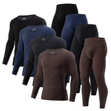 2-piece plus size men's fall/winter thermal underwear set fashion simple sleeve striped long-sleeved trousers casual pajamas set