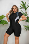 Plus Size One-piece Swimming Suit Zip-up Sports Swimsuit Bathing Suit Women Dive Skin Shorts Bathing Suit for Lady