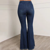 Women's casual jeans, fashionable studded Button flared y2k jeans