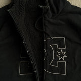 Harajuku Men Zip Hoodie Sweatshirt Black Hooded Jacket with Front Logo Pockets Trendy Hip Hop Embroidered Sweatshirt Streetwear