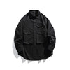Men Oversize Loose Casual Long Sleeve Outdoor Cargo Shirts Cityboy Streetwear Fashion Plus Size Washed Cotton Shirt Blouse