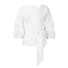 Fashion Blouse for Women 2024 Slash Neck Full Sleeve Sashes Solid Elegant African Ladies Luxury Designer Fashion Shirts Tops