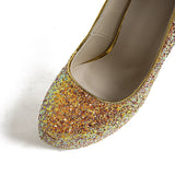 Sexy Platform Shallow Shoes Woman Pumps Round Head Bling Sequins Slip-On Ultra Thin High Heels Party Wedding Shoe Zapatos