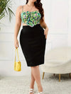 2025 Summer Plus Size Solid Slim Skirt, Casual High Waist Slit Skirt, Women's Plus SizeClothing