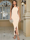 Women's Formal Evening Dress Bodycon Ruffle Hem Mermaid Split Cocktail Long Dresses Elegant Wedding Guest Dress