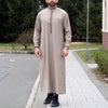 Muslim men's robe long-sleeved ethnic style embroidered stand collar Arabic clothing men's Islamic casual robe