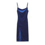 European and American style women's clothing for spring and summer, fashionable and sexy, slim fit, slit camisole dress for wome