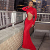 Party Dresses For Women Fashion Sexy Streetwear Solid Hollow Out Turtleneck Full Sleeves Slim Elegant Long Vestidos Robes Female